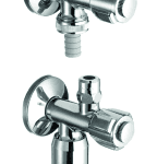 SCHELL 03 837 06 99 SCHELL Doppelanschluss-Eckventil COMFORT, RFV, DN 15 G 1/2 AG, Schlauchverschraubung Ø 14,5 mm (DN 20 G 3/4 AG), DN 10 G 3/8 AG, chrom  Verpackungseinheit:1ST