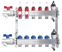 0809fc9a-e587-47c0-ad1b-3926c6979da4 VOGEL&NOOT F7MCSD084AKAC70 VN-FLOORTEC Edelstahlverteiler AFC-V 8HK exkl. Kugelhahn L = 501 mm Verpackungseinheit:1ST – Bild 1