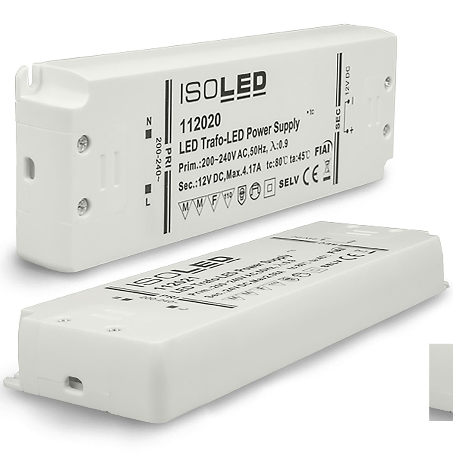 112020_1_iso ISOLED 112020 LED Trafo 12V/DC, 0-50W, SELV, ultraflach – Bild 1
