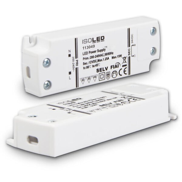 ISOLED 113049 LED Trafo 12V/DC, 0-15W, SELV, ultraflach, schmal