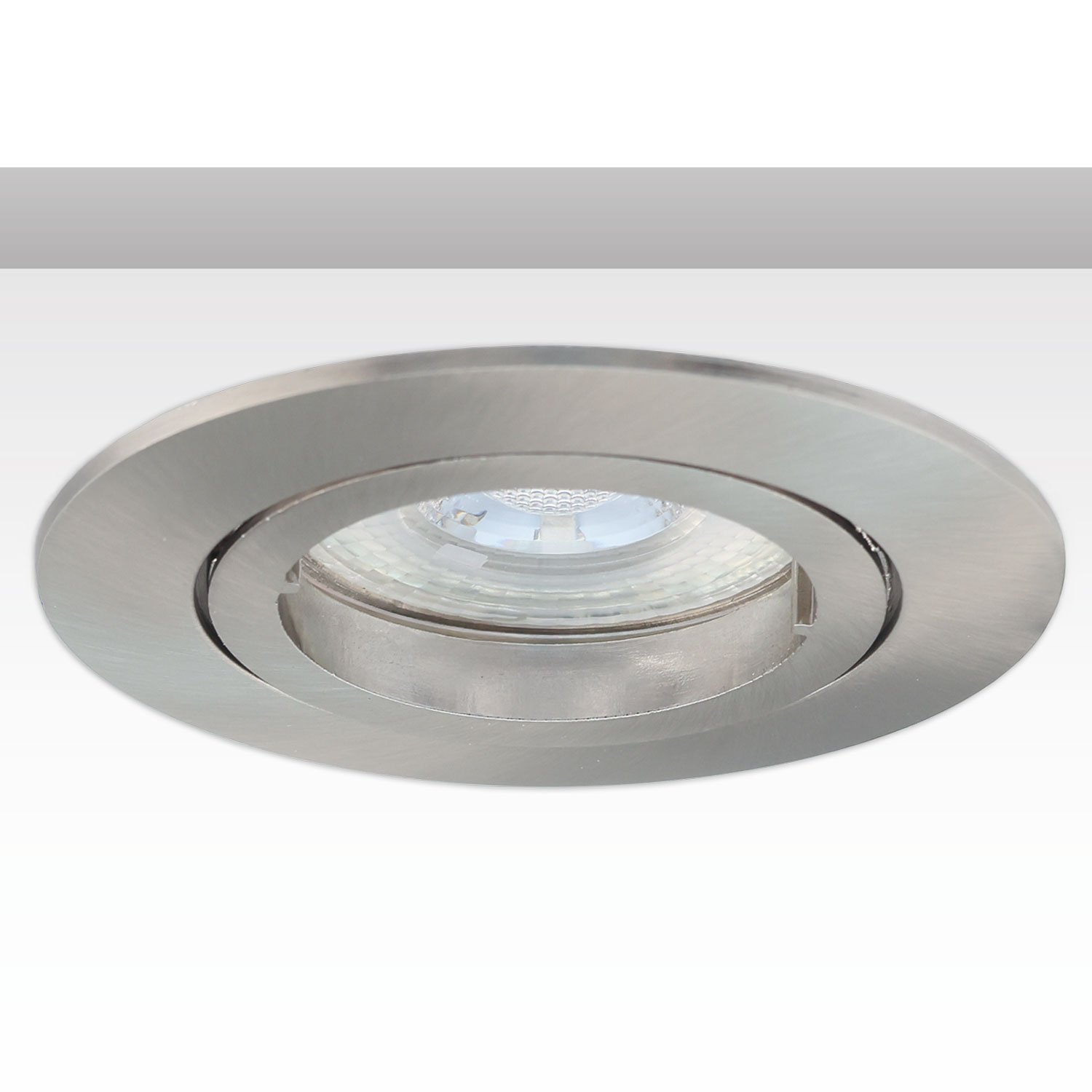 113713_1b ISOLED 113713 Einbaurahmen rund, Loch 68mm, Alu Nickel-Satin, für GU10/MR16 Spots – Bild 1