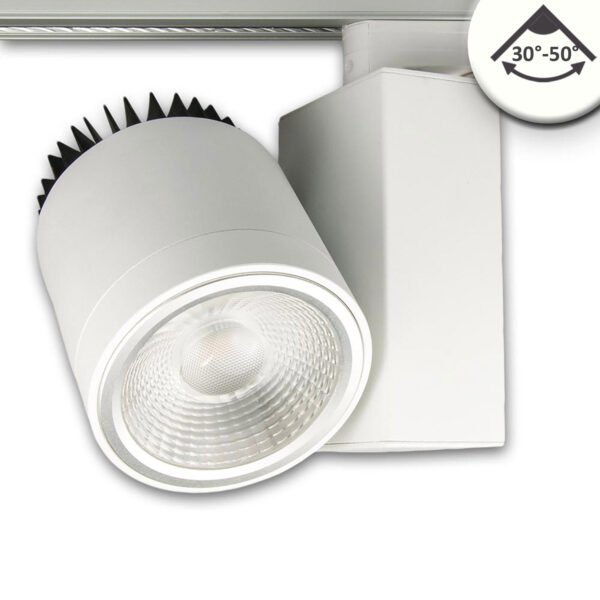 ISOLED 114128 3-Phasen Schienen-Strahler fokussierbar, 35W, 30°-50°, weiß matt, 4000K, CRI92