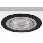 ISOLED 114009 Einbaurahmen rund, Loch 80mm, schwarz + Alu gebürstet, für GU10/MR16 Spots