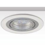 ISOLED 114014 Einbaurahmen rund, Loch 80mm, weiß + Alu gebürstet, für GU10/MR16 Spots