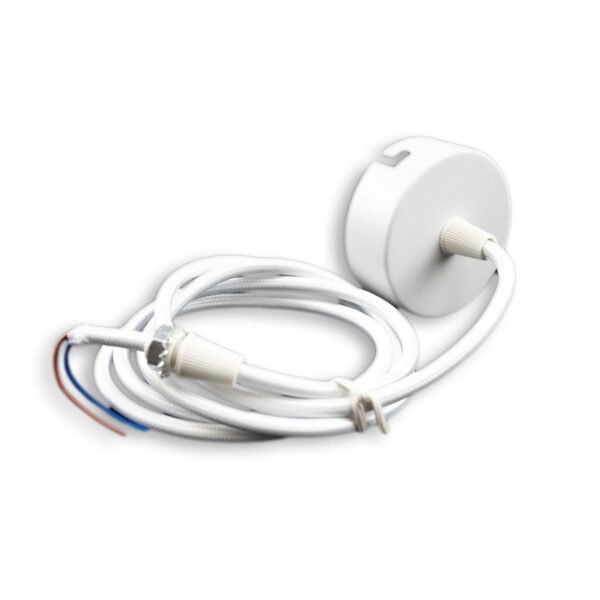 ISOLED 114941 Deckenbaldachin rund 60mm, weiß, inkl. 2-poliges Stoffkabel 1,5m