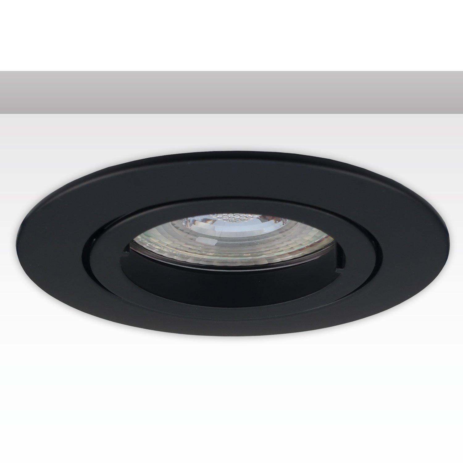 114418_1b ISOLED 114418 Einbaurahmen rund, Loch 68mm, Alu schwarz, für GU10/MR16 Spots – Bild 1