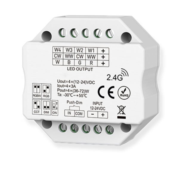 ISOLED 114454 Sys-Pro Push/Funk Mesh PWM-Dimmer, 1-4 Kanal, 12-24V DC 4x3A
