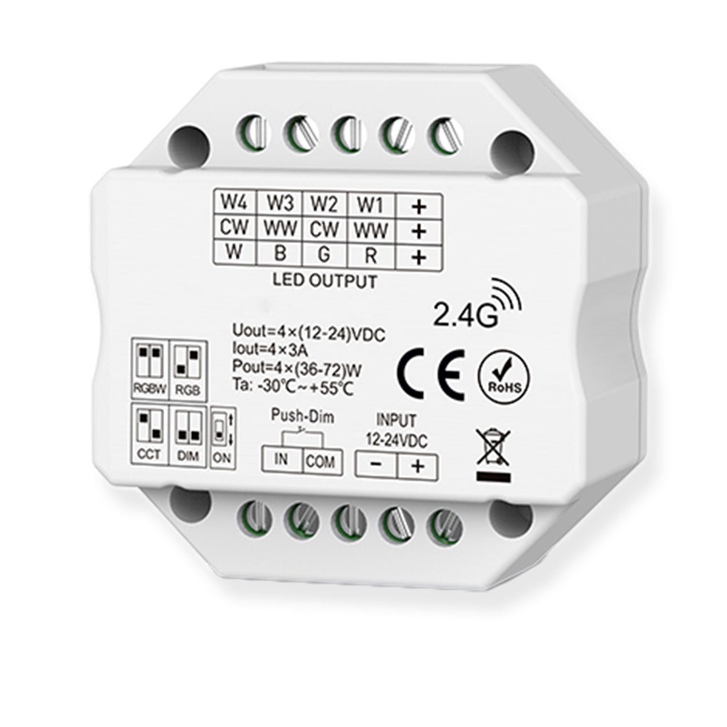 114454_1 ISOLED 114454 Sys-Pro Push/Funk Mesh PWM-Dimmer, 1-4 Kanal, 12-24V DC 4x3A – Bild 1