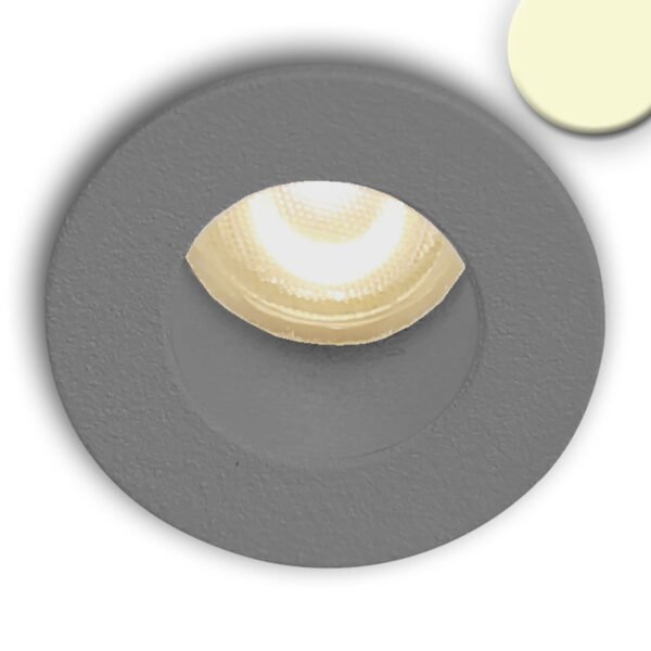 ISOLED 114485 LED Einbauleuchte MiniAMP alu gebürstet, 1W, 24V DC, warmweiß, rückversetzt, dimmbar