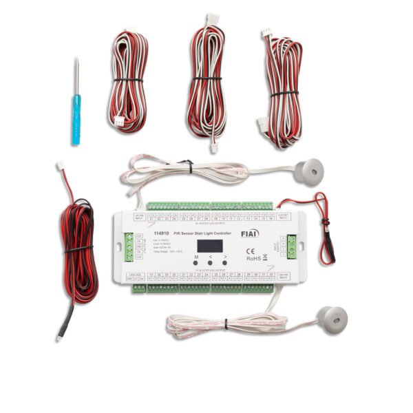 ISOLED 114910 Treppen-Effekt PWM-Dimmer 5-24V DC, 32x1A + SPI-Output, 2 PIR Sensor + 2 Push-Tast Eingänge