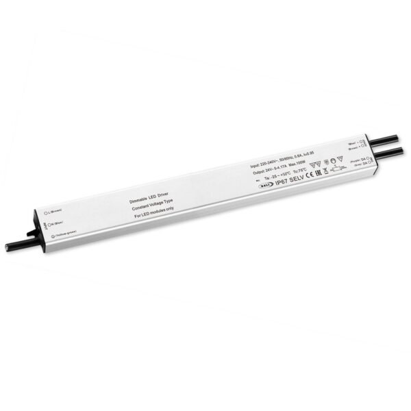 ISOLED 114943 LED PWM-Trafo 24V/DC, 0-100W, Push/DALI-2 dimmbar, IP67, SELV, flach, ultraschmal