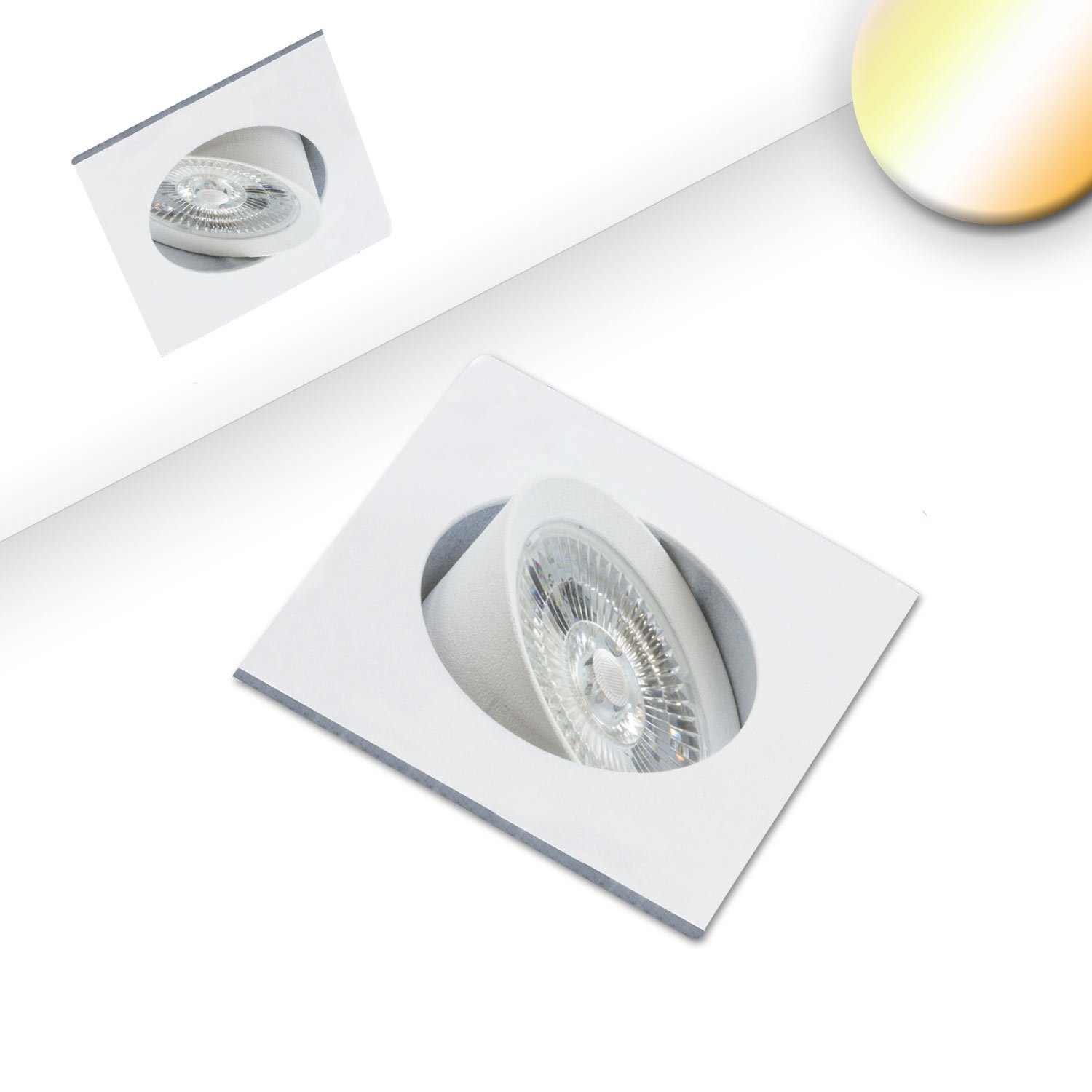 114971_1 ISOLED 114971 LED Einbauleuchte Sunset Slim68 weiß, eckig, 9W, 1800-2800K, Dimm-to-warm – Bild 1