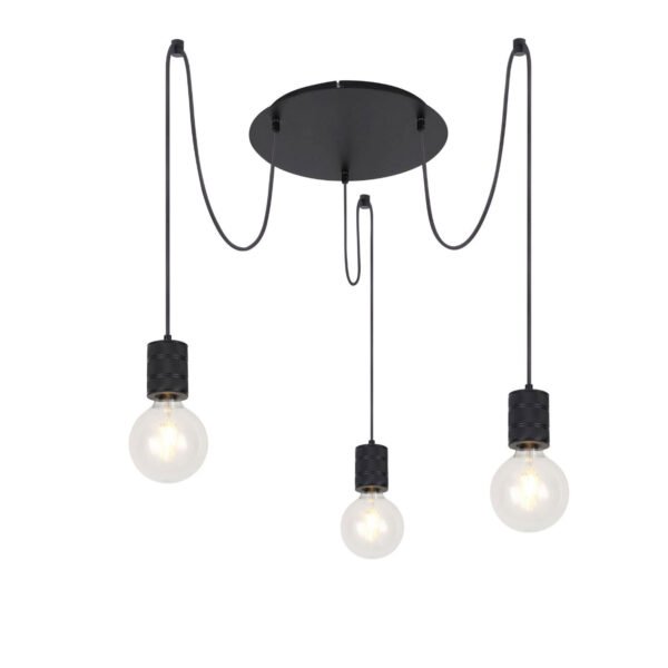 ISOLED 115056 Hängeleuchte rund schwarz matt, 3xE27 Fassung, exkl. Leuchtmittel