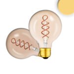 ISOLED 115077 E27 Vintage Line LED Roundbulb 95, Amber, 4W, 2200K