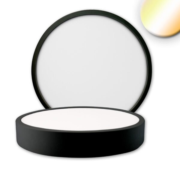 ISOLED 115500 LED Deckenleuchte PRO schwarz, 24W, rund, DN225, ColorSwitch 2700|3000|4000K, dimmbar