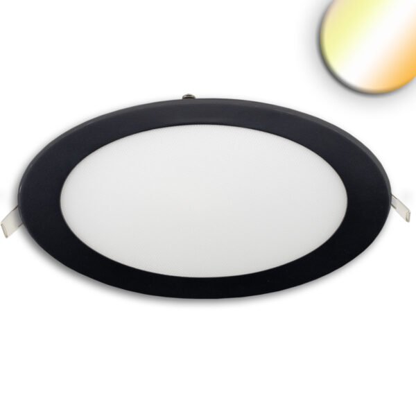 ISOLED 115598 LED Downlight, 24W, rund ultraflach schwarz, 300mm, ColorSwitch 3000|3500|4000K, dimmbar