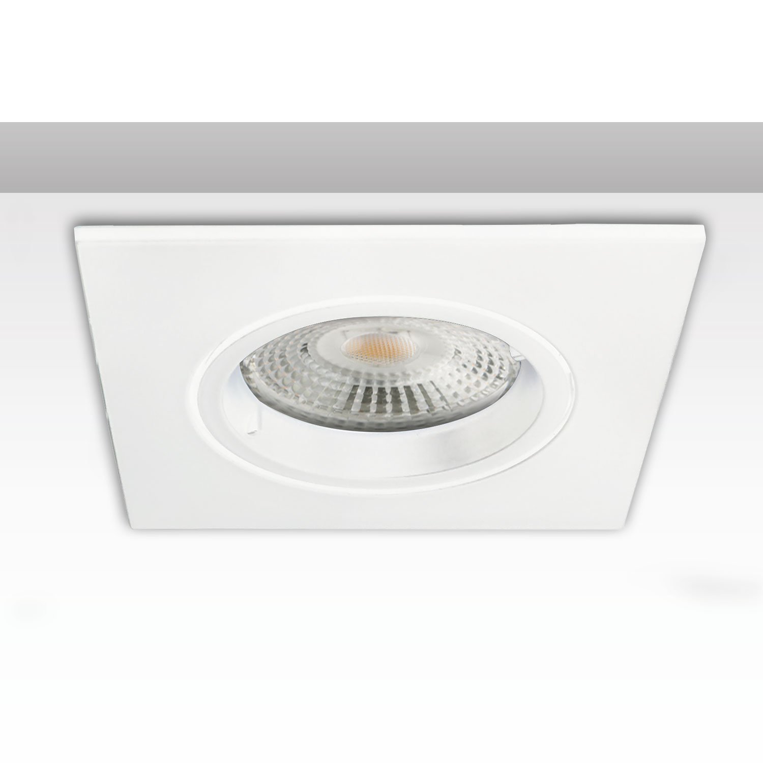 115695_1 ISOLED 115695 Einbaurahmen eckig, Loch 68mm, weiß, für GU10/MR16 Spots – Bild 1