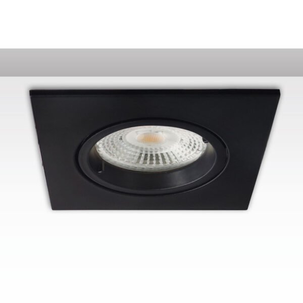 ISOLED 115696 Einbaurahmen eckig, Loch 68mm, schwarz, für GU10/MR16 Spots