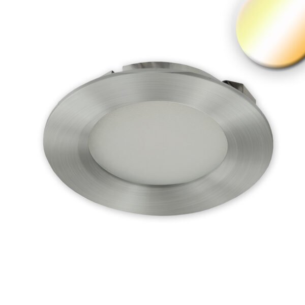 ISOLED 115821 LED Möbeleinbaustrahler, Alu gebürstet, rund, 3W, 120°, 24V DC, weißdynamisch, 1900K-5000K, dimmbar