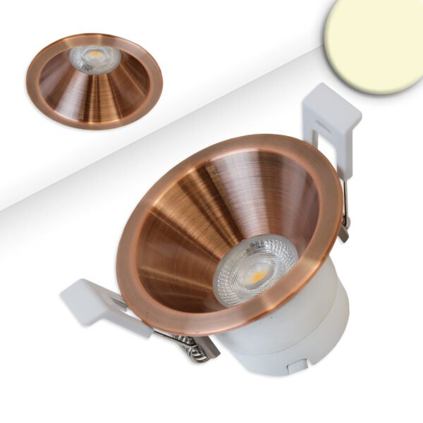 ISOLED 116711 LED Einbaustrahler BACK60, rosegold, rund, 5W, CRI90, 3000K, rückversetzt, UGR<12, dimmbar