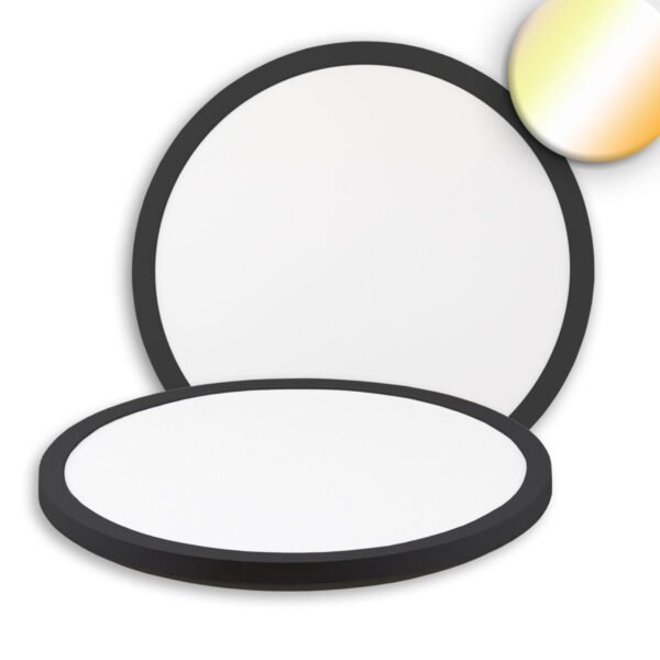 ISOLED 116715 LED Deckenleuchte Slim400 PRO, 25W, schwarz, rund, IP44, DN400, 3000|4000|5000K, Up&Down