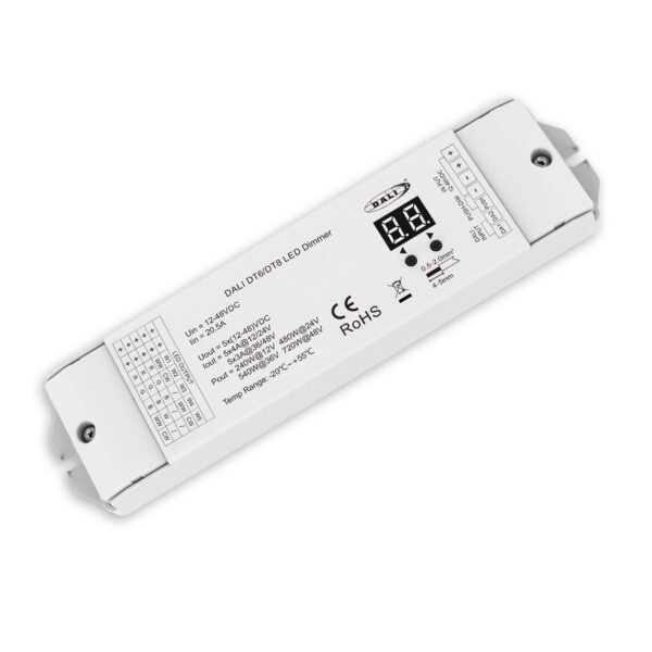 ISOLED 116820 DALI-2 DT6 5 Adressen / DT8 5-Kanal 1 Adresse Multi-PWM Dimmer, 12-24V 5x5A, 36-48V 5x3A