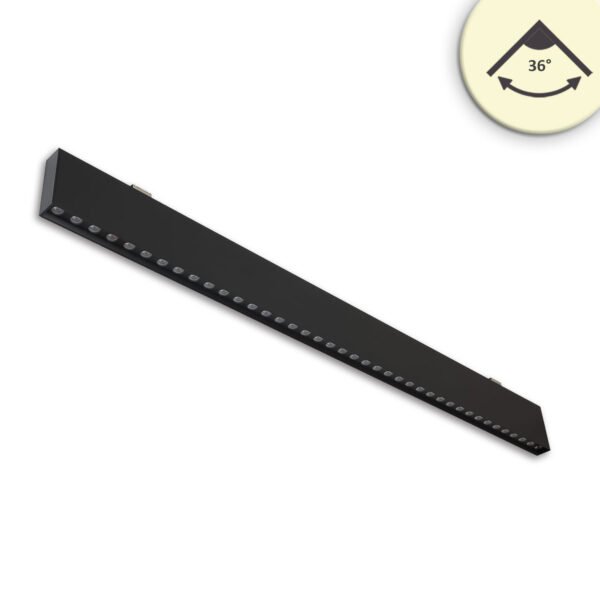 ISOLED 117055 LED Hängeleuchte Raster UGR<19, 36°, 120cm, schwarz, 30W, 3000K, DALI dimmbar