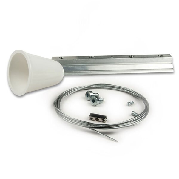 ISOLED 117616 Seilabhängung (1 Stk) für 3-Phasen Stromschiene Classic mit Montageplatte, Baldachin + Stahlseil 2m