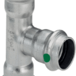 VIEGA 435 943 Viega Sanpress Inox-T-Stück mit SC-Contur Stahl nichtrostend, Modell 2318 d1: 22 d2: 18 d3: 22 2318 Verpackungseinheit:1ST