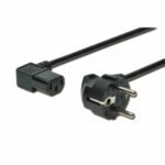DIGITUS AK440102018S Netzanschlusskabel, Schutzkontakte - C13, 90ø¸ angled, St/Bu, 1,8m, H05VV-F3G 0.75qmm, sw Schutzk.Kaltgeräte gewink