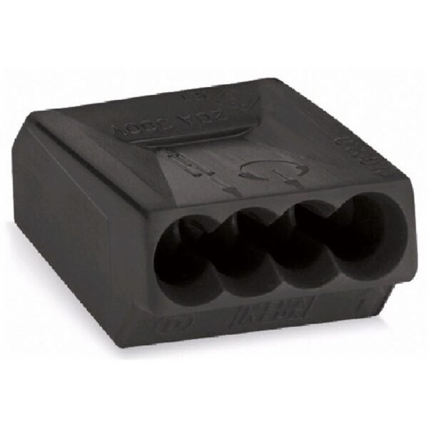 WAGO 273-102 Verbindungsdosenklemme Ø 1,0 - 2,5 mm², 4-polig, dunkelgrau, VPE: 100 STCK