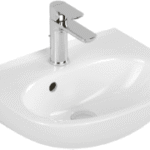 VILLEROY&BOCH 43404501 Villeroy & Boch Handwaschbecken O.novo 434045, 450 x 360 mm, Oval, Becken mittig, 1HL. mittleres Hahnloch durchgestochen, mit Überlauf, Weiß Alpin 434045 Verpackungseinheit:1ST