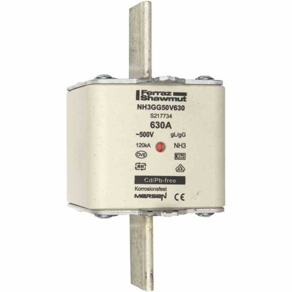MERSEN S217734 NH-Sicherungseinsatz, 630A, NH3, 500V, gL/gG(Ganzbereichs-Leitungsschutz/Ganzbereichs-Gerätesch.), Kombikennmelder