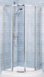 33e12a75-8ceb-4527-8c82-0bcef9cc6982 ALVA AQDUSARS90WK ALVA Sana Runddusche mit Schiebetür 87,7-90,5/190cm, Weiß, Kunststoffglas Verpackungseinheit:1ST – Bild 1