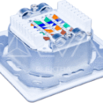 ALVA DD-KAT6A-2-UP-9010 KAT.6A Unterputzdose komplett 2xRJ45 Schrägauslass geschirmt, RAL9010, LSA+  Verpackungseinheit:1ST