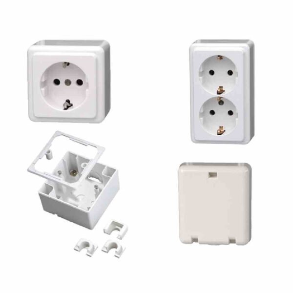 KOPP SB 101802000 Steckdose, 1f, arktisweiß, matt, Aufputz, horizontal/vertikal, IP20, Komplettgehäuse