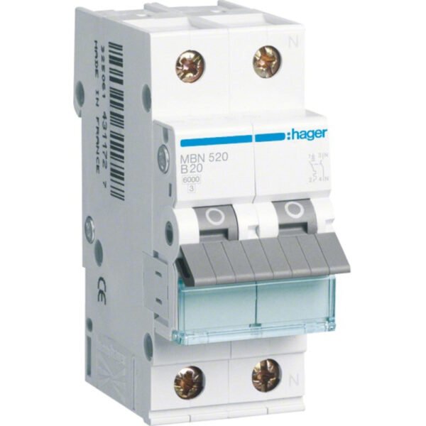 HAGER MBN520 LS-Schalter 1p+N, B-20A, 6kA Schraubtechnik