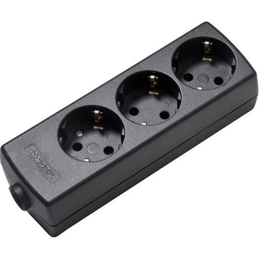 Kaiser Elektrotechnik 1047/SW Tischverteiler ohne Kabel 3-fach schwarz 45° gedreht Verpackungseinheit:1ST