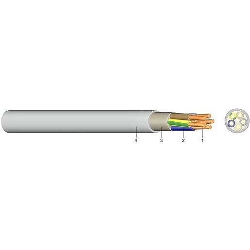 Kabel & Leitungen YM-J  5X 6   RE  HGR PVC Mantelleitung YM-J 5X6 RE hellgrau Eca 100m Trommel Verpackungseinheit:100M