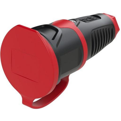 PCE 2511-SR Taurus2 Gummikupplung mit Deckelband schwarz/rot 16A IP54 Verpackungseinheit:1ST
