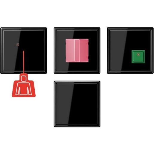 Jung NRSLS0834SW Notrufset (Zugtaster Rufmodul Abstelltaster Netzteil) Schraubbefestigung 4 Rahm Verpackungseinheit:1ST