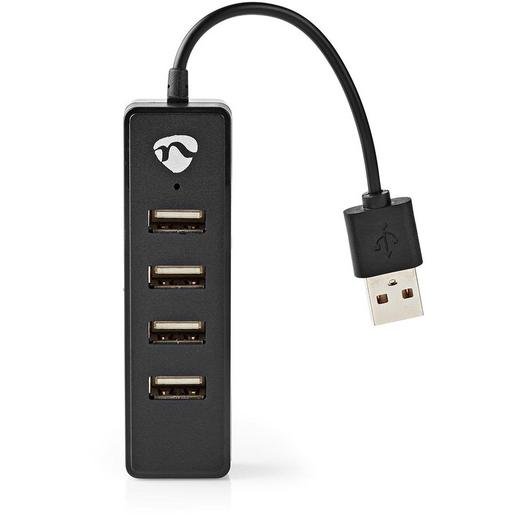 Nedis UHUBU2420BK USB-Hub 4-Port USB 2.0 Schwarz Verpackungseinheit:1ST