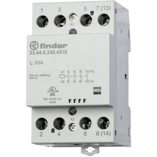 Finder 22.64.0.024.4710 Schütz für Reiheneinbau 3 Schließer und 1 Öffner 63A Spule 24VAC/DC Verpackungseinheit:1ST