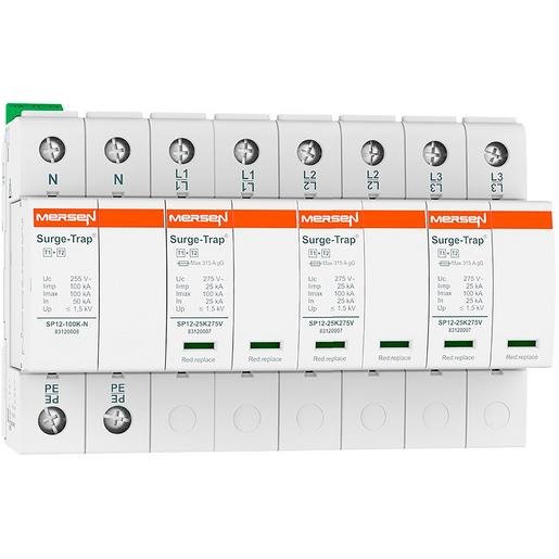 Mersen 83120151 Überspannungsableiter Typ 1+2 25kA Uc275V 3+1 TT 4-polig 8TE steckbar FM Verpackungseinheit:1ST
