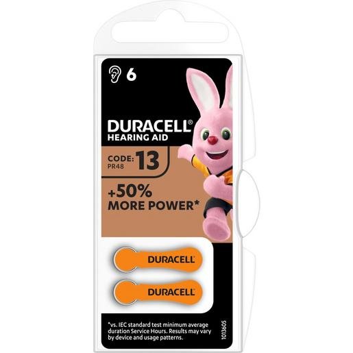 Duracell 077566/167148 Hörgerätebatterie Hearing Aid EasyTab DA13 PR48 6 Stk Verpackungseinheit:1PA