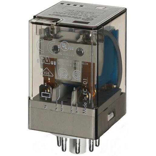 Finder 60.12.9.024.0040 Industrierelais steckbar 2W 10A 24VDC Prüftaste + Anzeige Serie 60 Verpackungseinheit:1ST