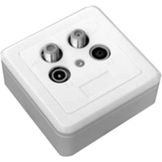 Triax 023274 4-Loch Antennen Steckdose Stich mit Sockel und Deckel Verpackungseinheit:1ST