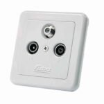 FUBA 130999 GAD300 Sat-Einzelsteckdose 3Loch mit Abdeckplatte perlweiss ohne AP-Rahmen