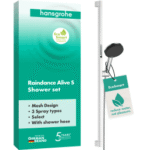 HANSGROHE 24601000 hansgrohe Raindance Alive Select S Brauseset 125 3jet EcoSmart mit Brausestange Unica E Puro 90 cm und Easy Slide Brausehalter, Chrom 24601XXX Verpackungseinheit:1ST