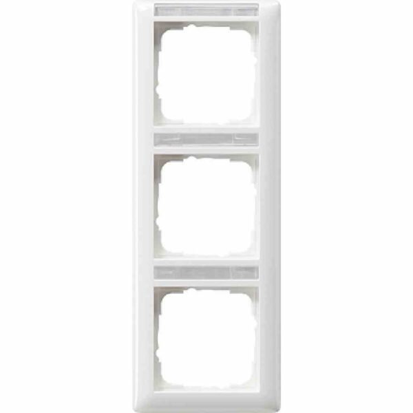 GIRA 110303 Abdeckrahmen 3-fach beschriftbar senkrecht, Standard 55 reinweiß